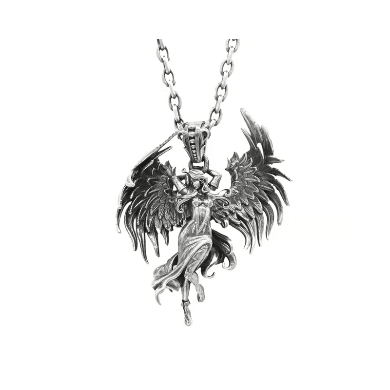 Sterling Silver Guardian Angel Pendant Necklace