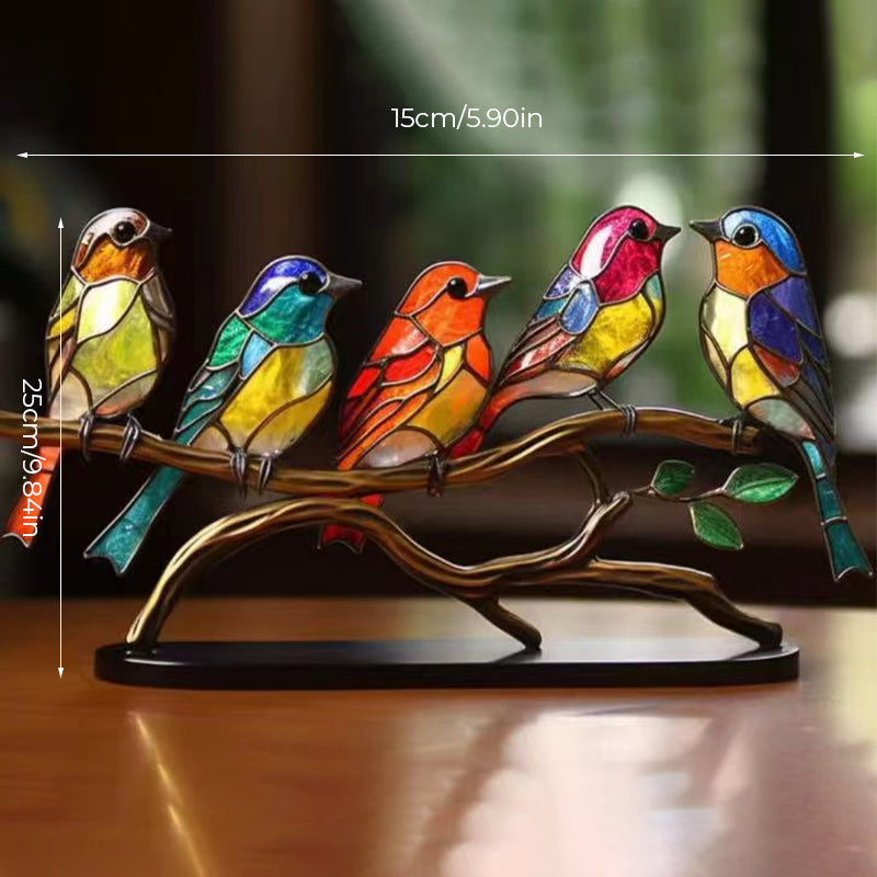 Birds on Branches Stained Glass Ornaments