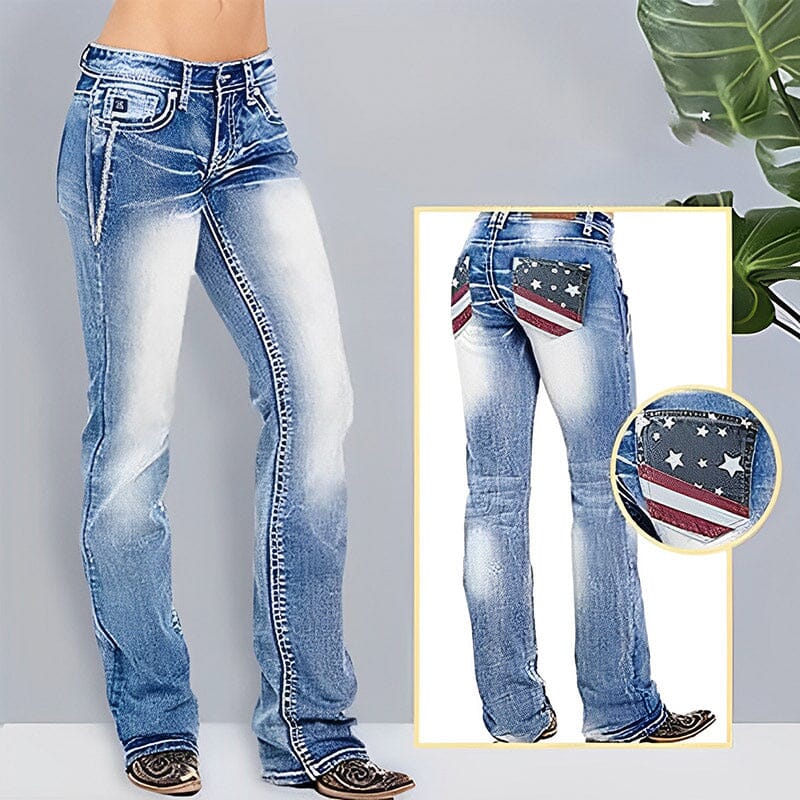 American Flag Stretch Washed Bootcut Jeans