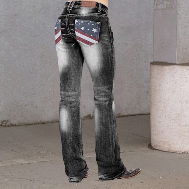 American Flag Stretch Washed Bootcut Jeans