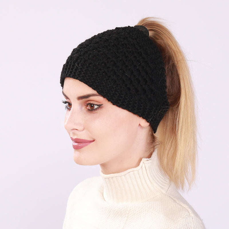 Hollow Out Ponytail Women Beanie