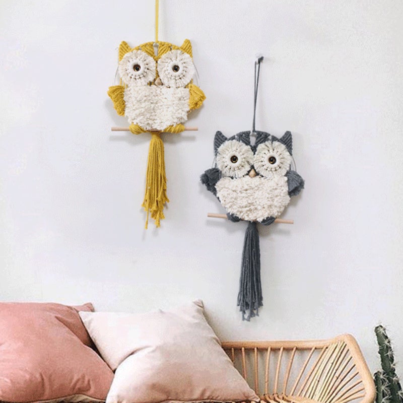 Hand Knitted Cute Owl Wall Decor