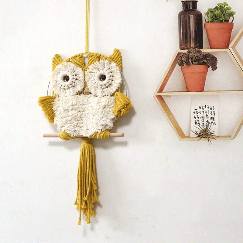 Hand Knitted Cute Owl Wall Decor