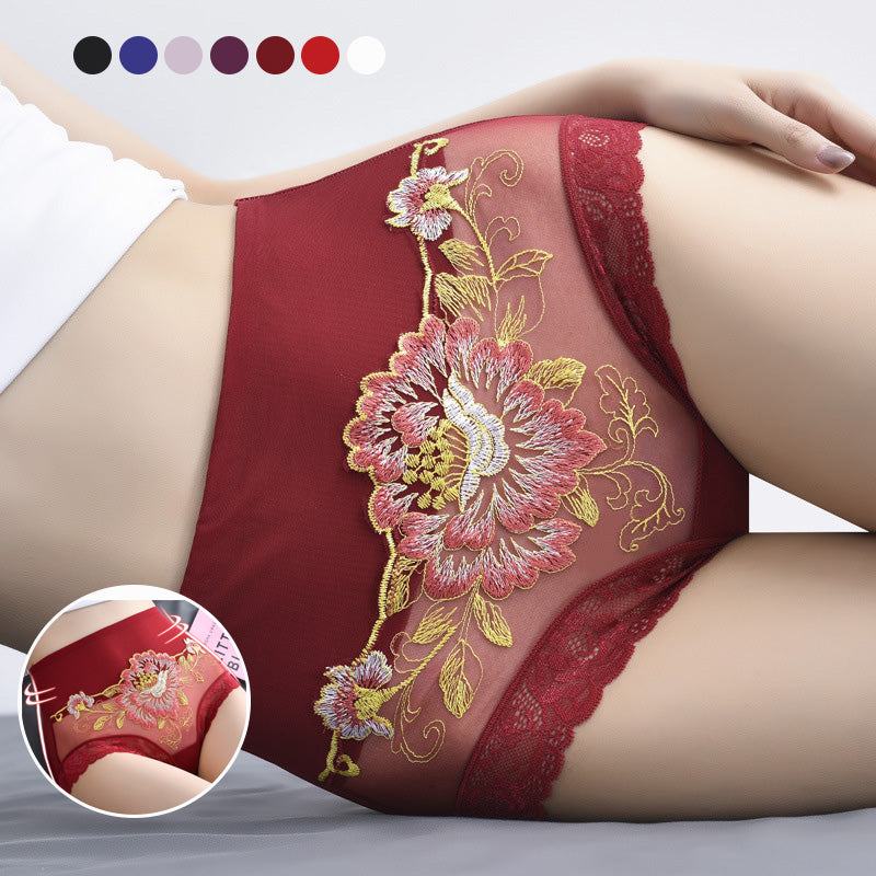 High Waist Lace Embroidered Panties
