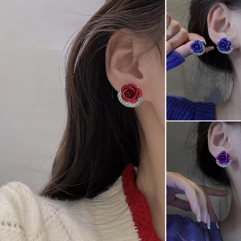 Diamond Rose Earrings
