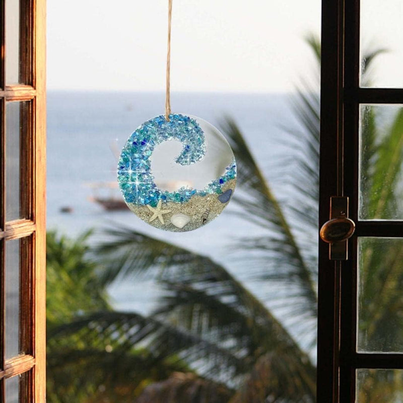 Sea Glass Suncatcher - Ocean Crashing Wave Beach Ornament