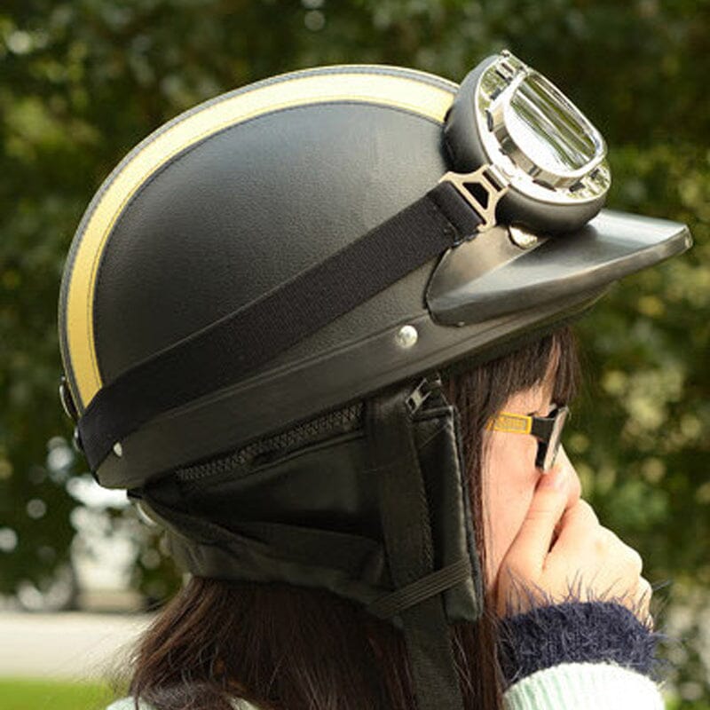 Motorcycle Harley PU Helmet with Goggles