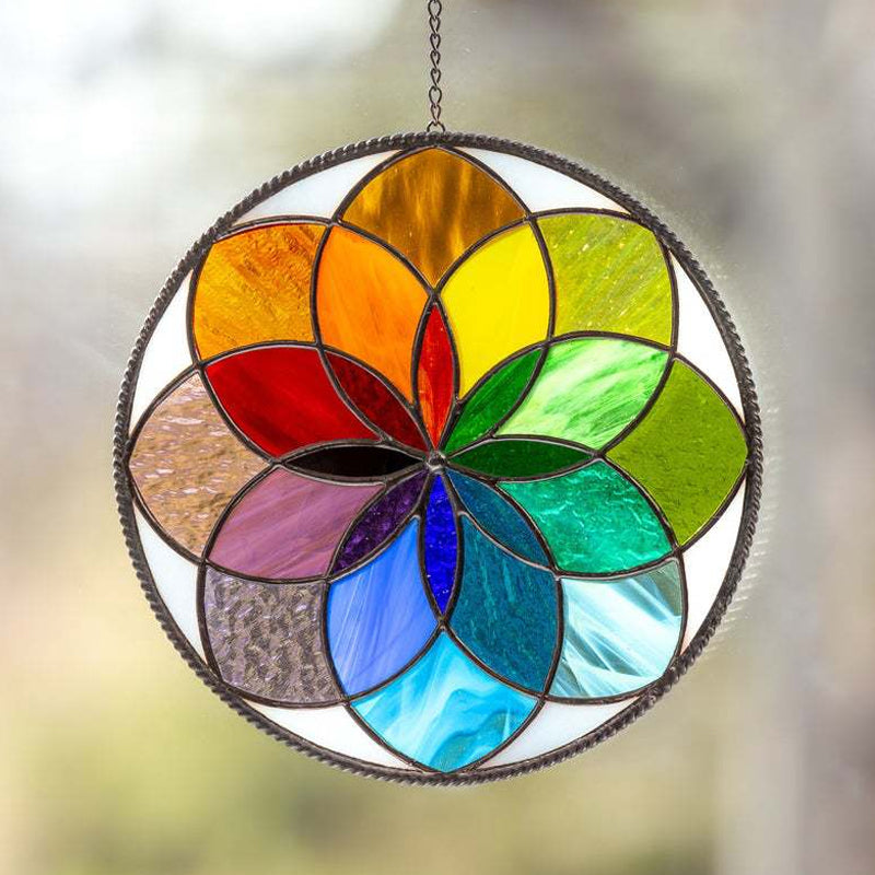Stained Rainbow Window Panel Hanging Suncatcher