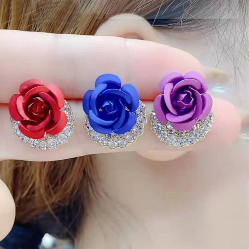 Diamond Rose Earrings
