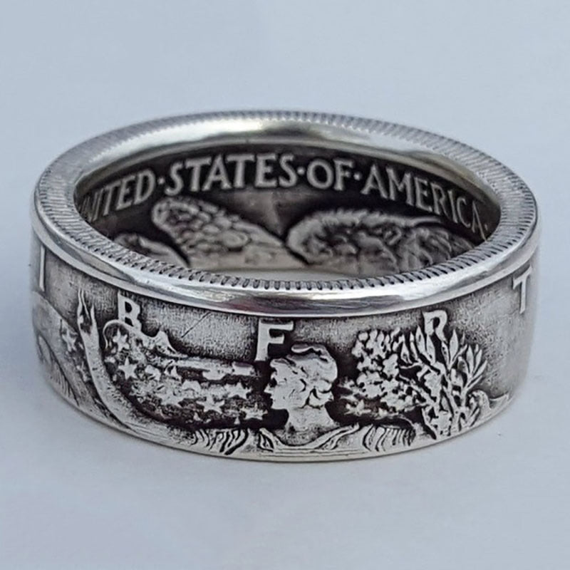 1945 Engraved Half Dollar Coin Ring
