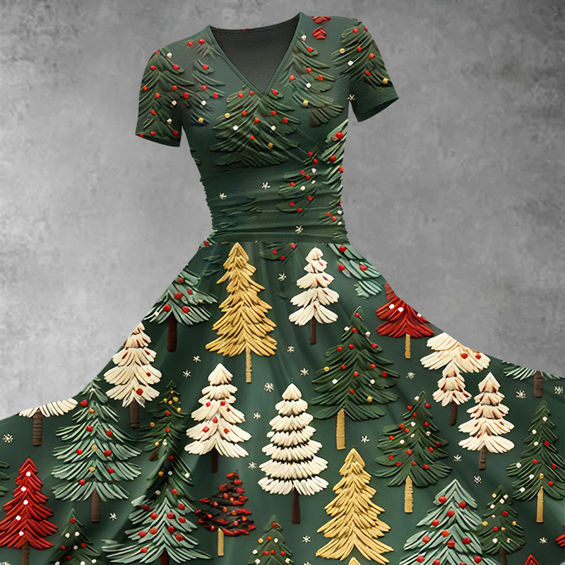 Women's Christmas Tree Print Design Maxi Dress