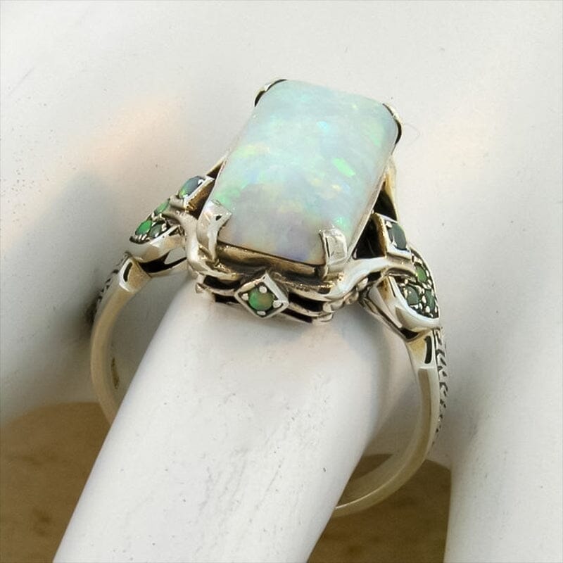 Vintage Inlaid Square Opal Ring