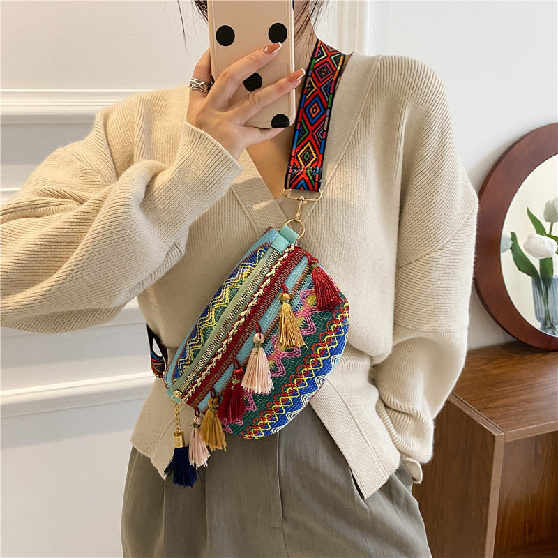 Colorful Woven Waist/Shoulder Bag