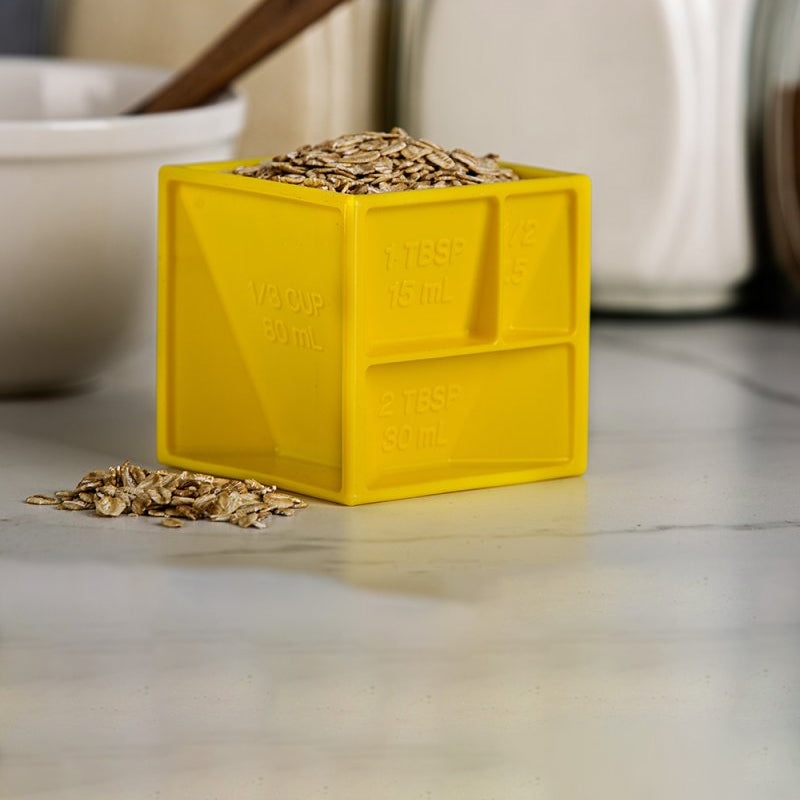 Kitchen cube integrated measuring device