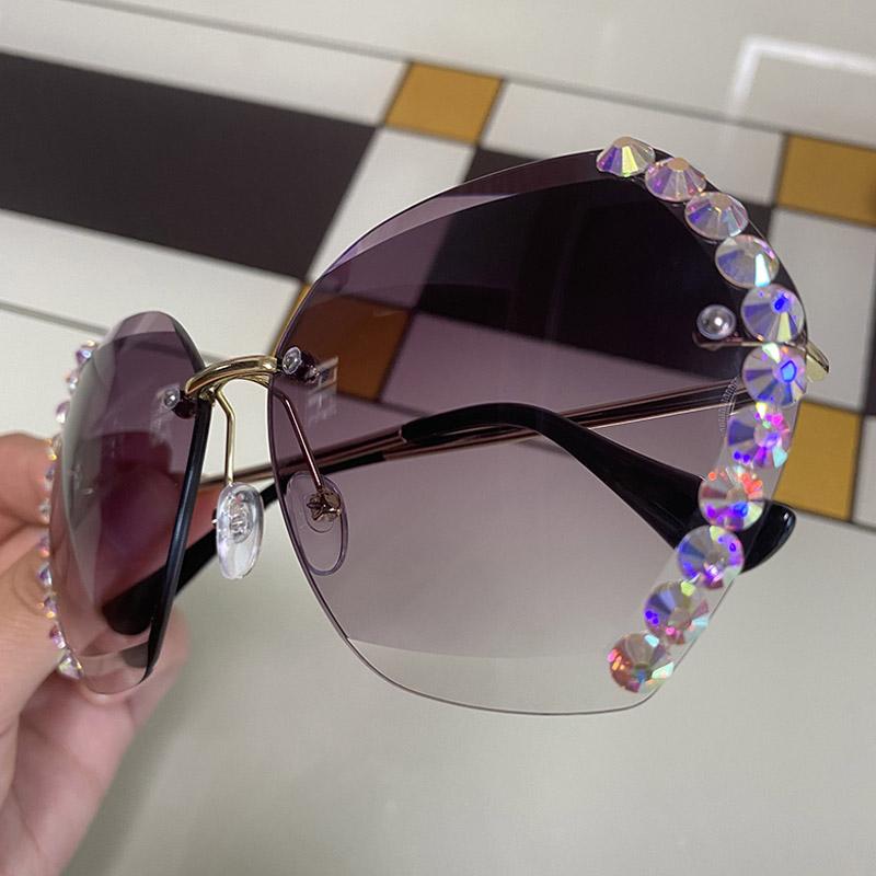 Crystal Rimless Sunglasses