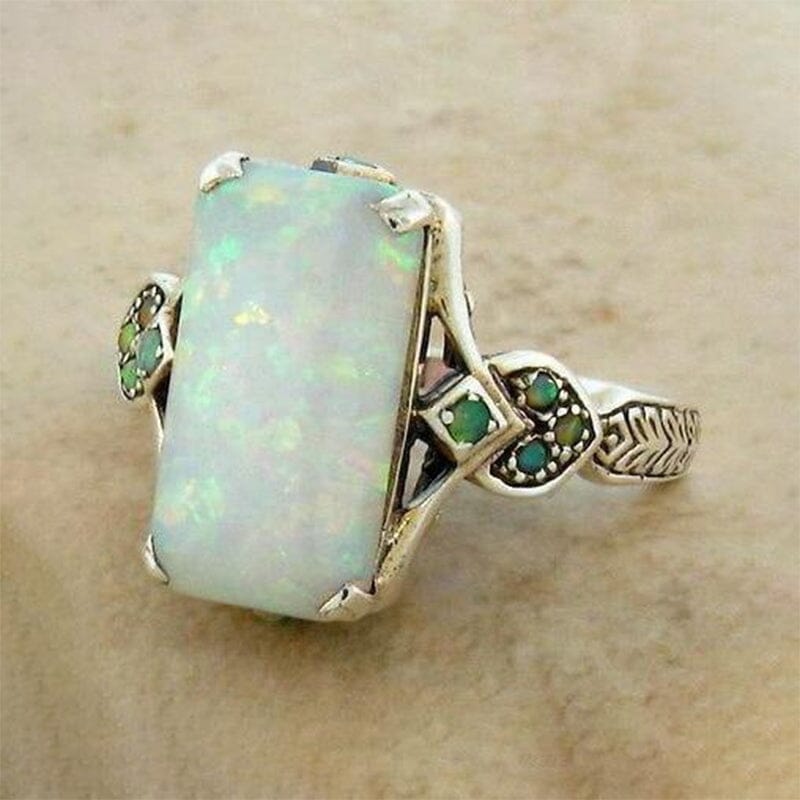 Vintage Inlaid Square Opal Ring