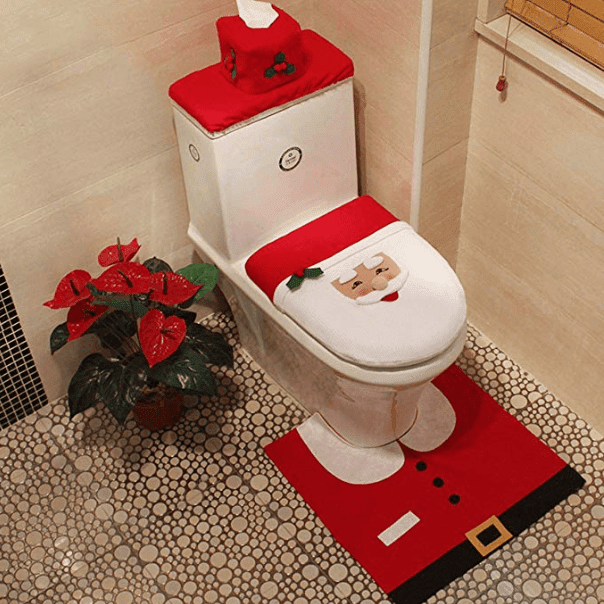 Christmas Decoration Toilet Seat Cover & Carpet