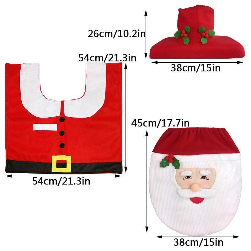 Christmas Decoration Toilet Seat Cover & Carpet
