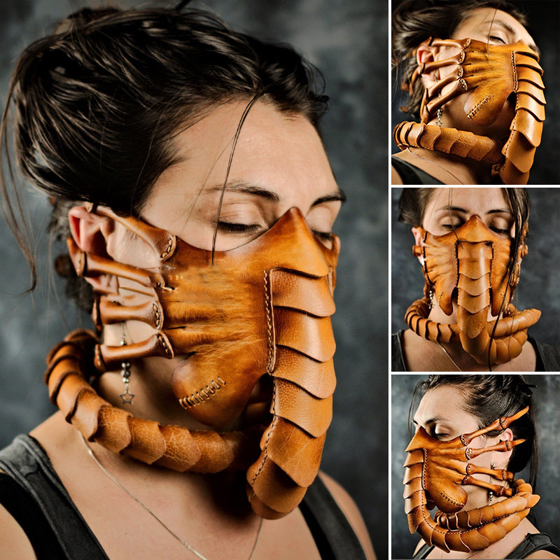 Hand Stitch Leather Scorpion Mask