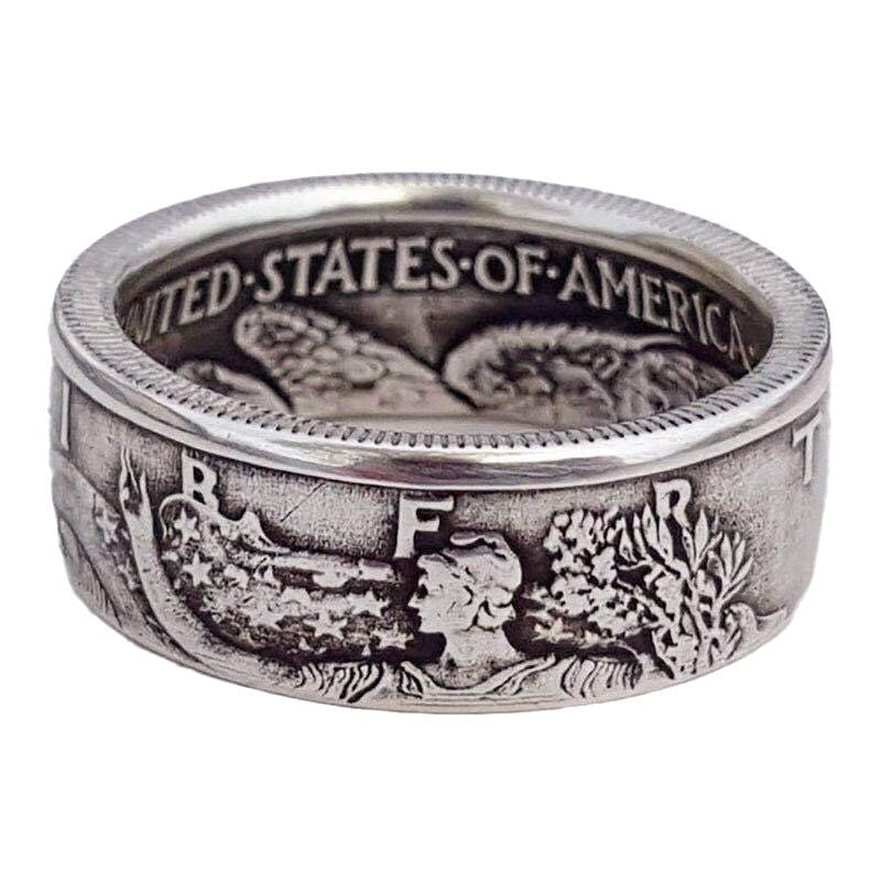 1945 Engraved Half Dollar Coin Ring