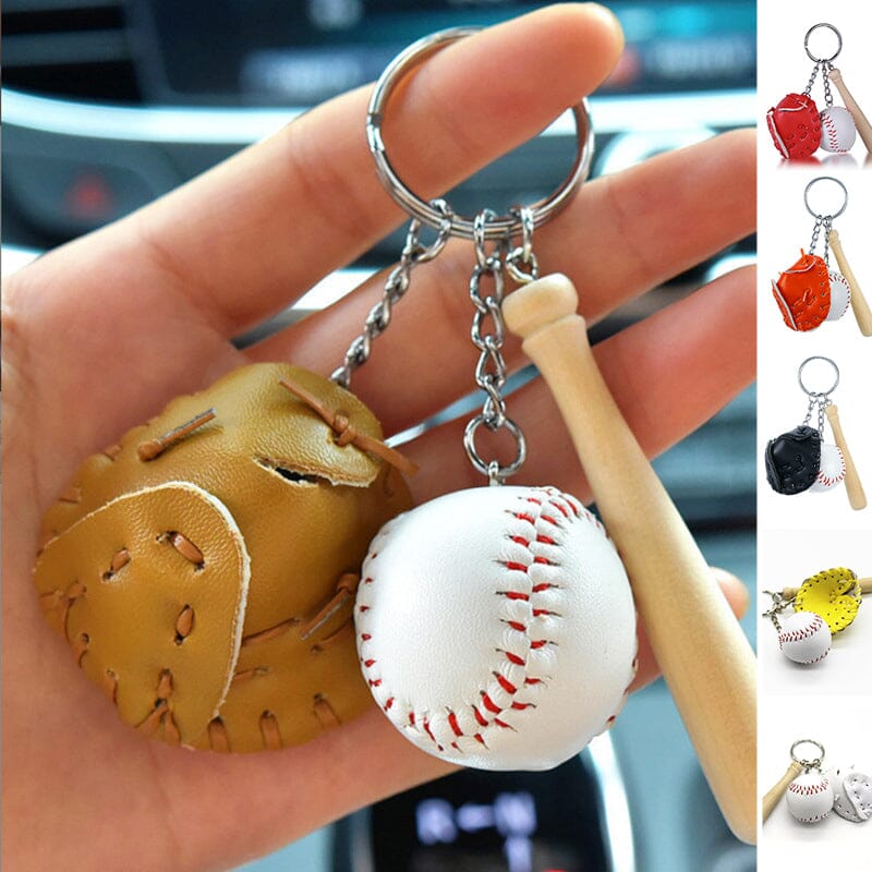 Mini Baseball Glove Set Charm Keychain