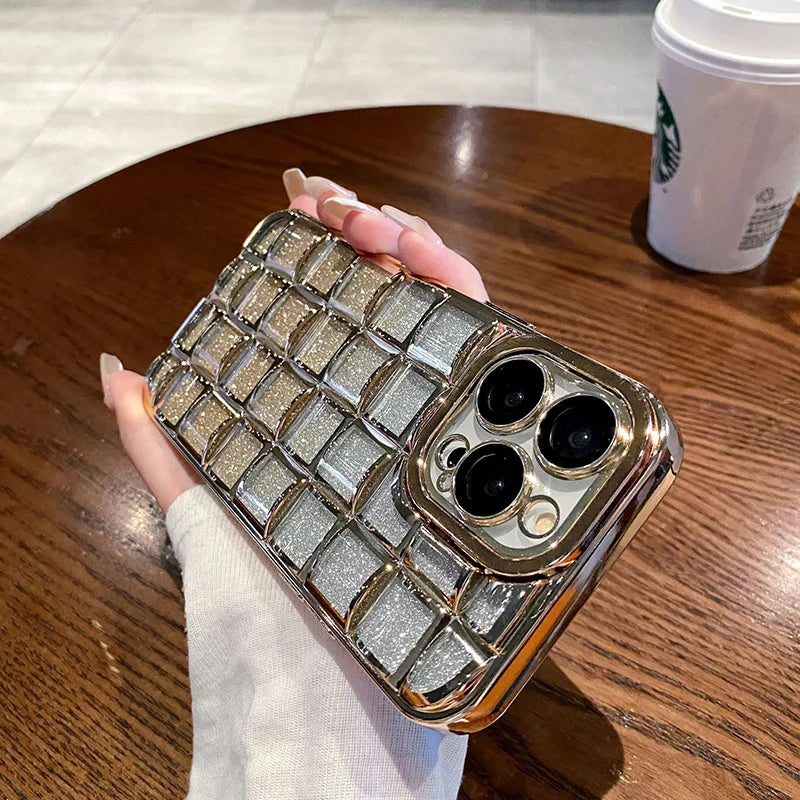 All-inclusive Glitter Gradient Rhombus Phone Case